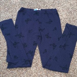 Navy blue leggings, girls Sz 9-10, butterflies
